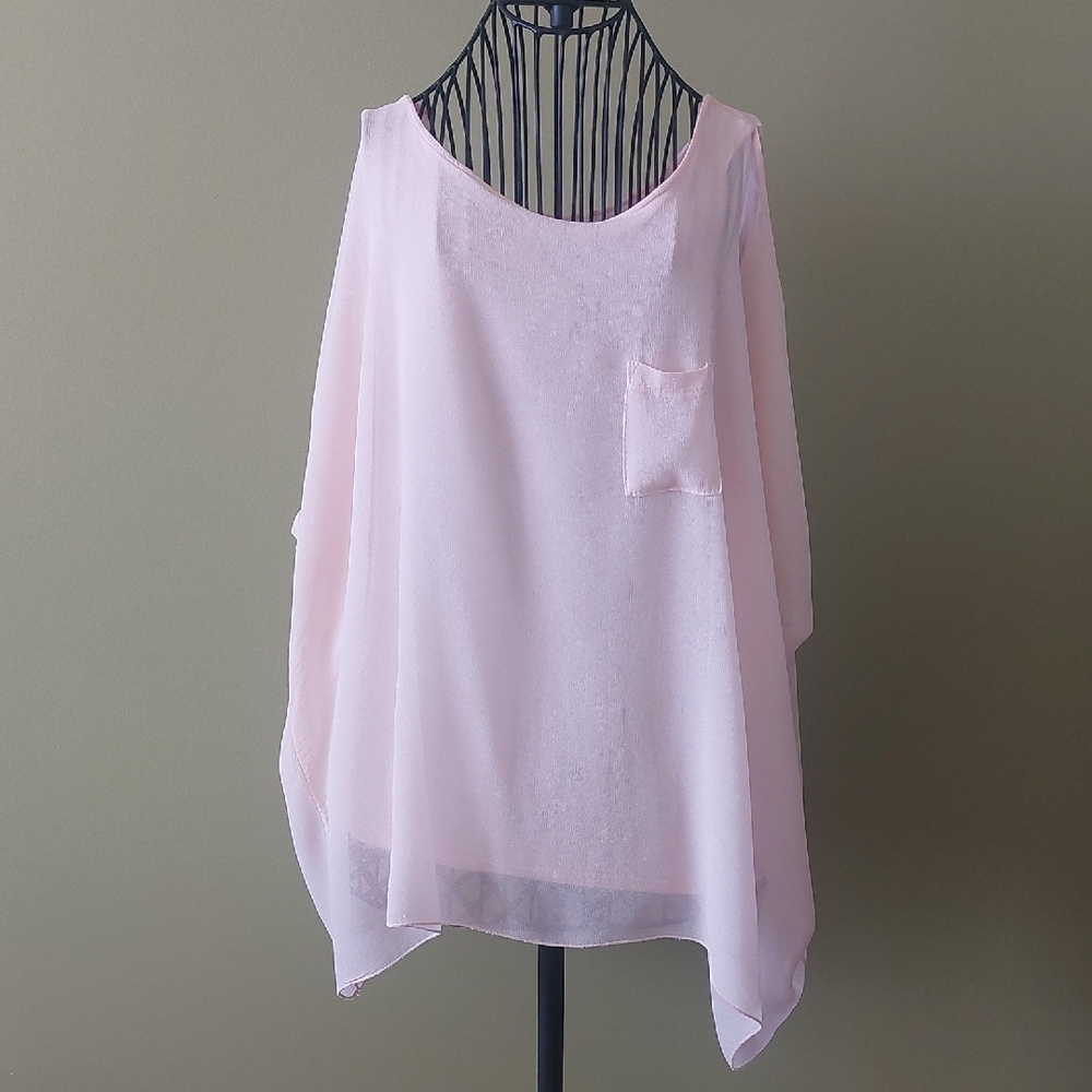Size XL, Chic Light Pink Women's Blouse